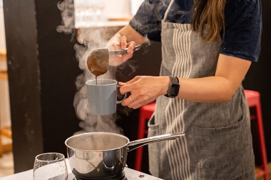 Bruges: Belgian Chocolate Making Workshop with Beer Tasting - Getting started with the chocolate shells