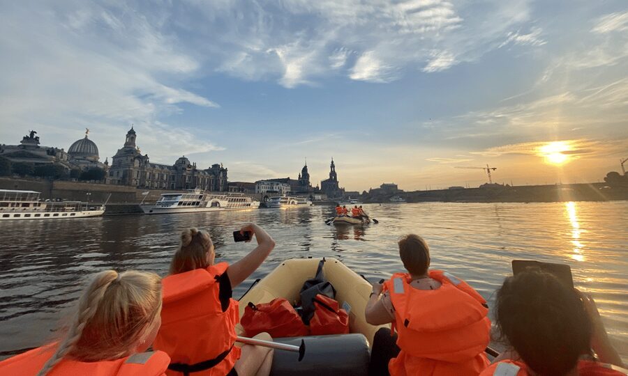Dresden: Private Inflatable Boat Tour with Beer Garden Stop - Dresden from the middle of the Elbe