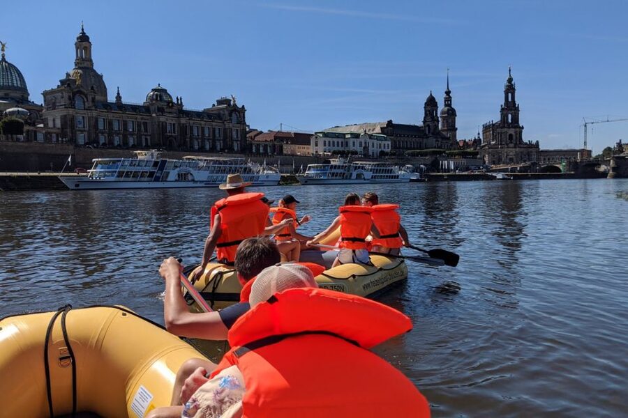 Dresden: Private Inflatable Boat Tour with Beer Garden Stop - The old town seen from the water